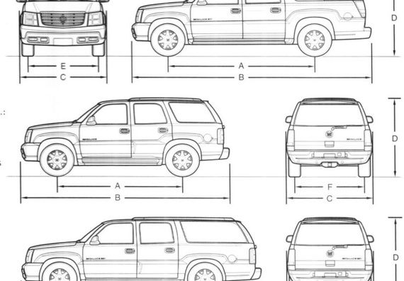 Cadillac Escalade (2004) (Кадиллак Эскалад (2004)) - чертежи (рисунки) автомобиля
